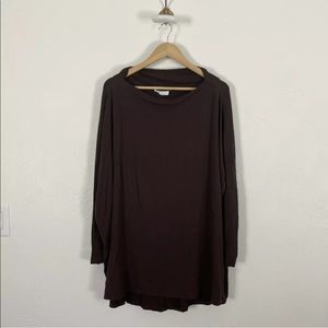 Bryn Walker Tunic Top Siro Rayon Boat Neck Long Dolman Sleeve Brown Size Medium